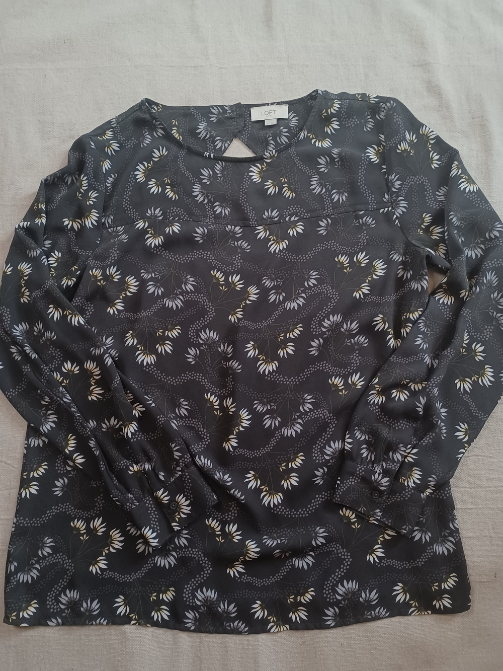 LOFT Floral-Print Long Sleeve Blouse Women's Size Medium